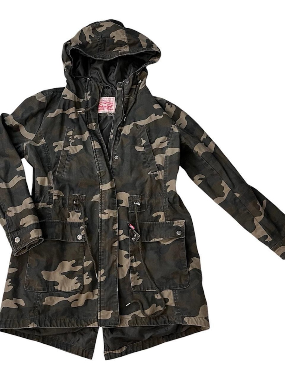 Levi's Women's Camo Hooded Utility Jacket in Olive & Tan